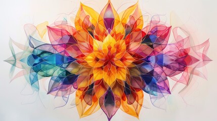 Fototapeta premium Abstract colorful flower design with translucent petals and vibrant hues.