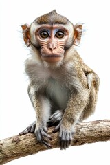 Obraz premium Here's a 10-word description: Adorable baby monkey perched on branch,