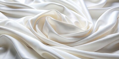 Obraz premium Elegant Close-Up of Soft White Fabric with Flowing Folds for Textiles and Design Backgrounds