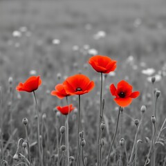 Obraz premium red poppy flowers in field