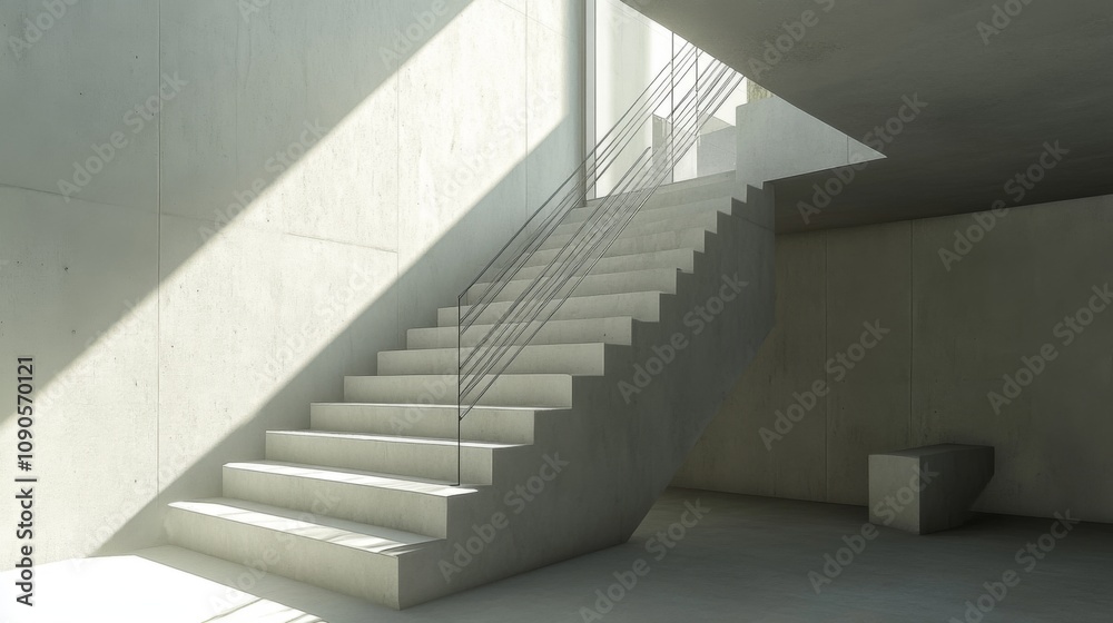 Poster minimalist concrete staircase bathed in natural light with modern architectural design elements and 