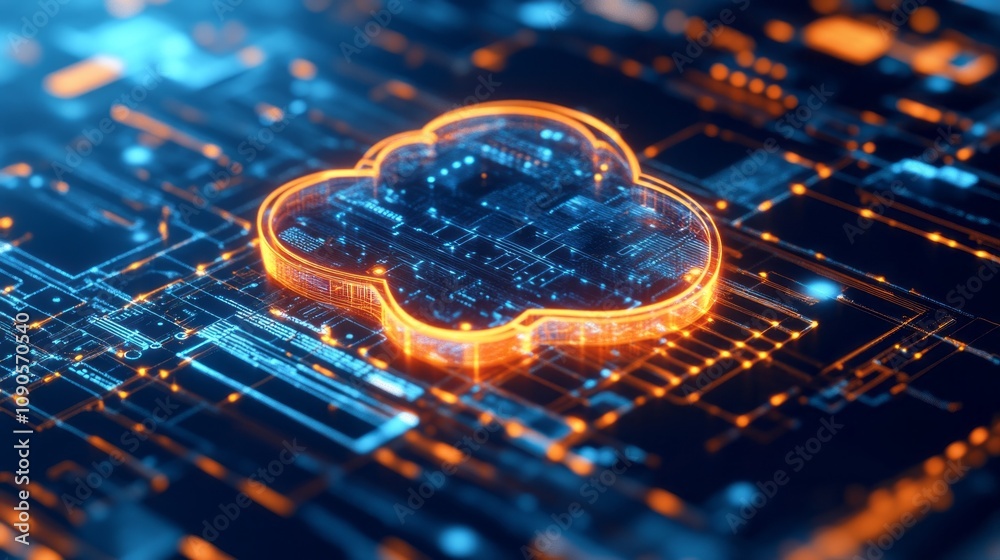 Poster A computer chip with a cloud on it