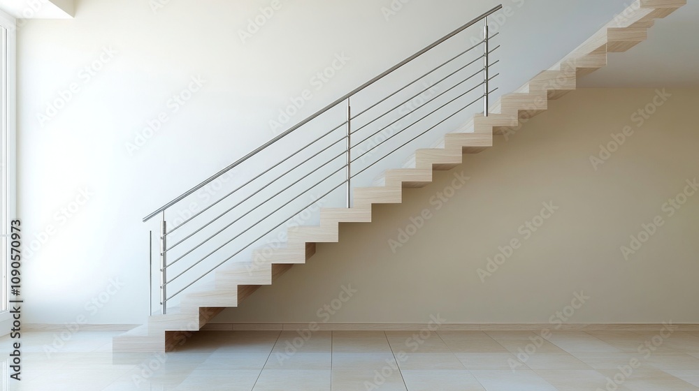 Aufkleber elegant modern staircase design with minimalist handrail in bright open space reflecting contemporar