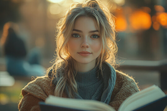 Young Woman Reading by Window