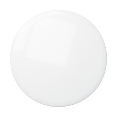 Glossy white circular pin badge isolated on transparent background.