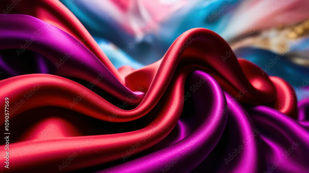 Poster a colorful piece of fabric with a red stripe