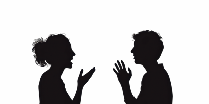 Silhouette of a Couple in Deep Conversation: A Study of Human Interaction