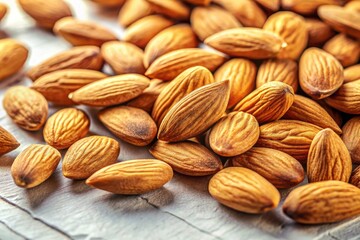 Fototapeta premium Vintage Style Close-Up of Raw Almonds on White Background for Organic and Healthy Lifestyle Imagery