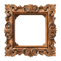 Ornate wooden picture frame with intricate carvings and a vintage design.