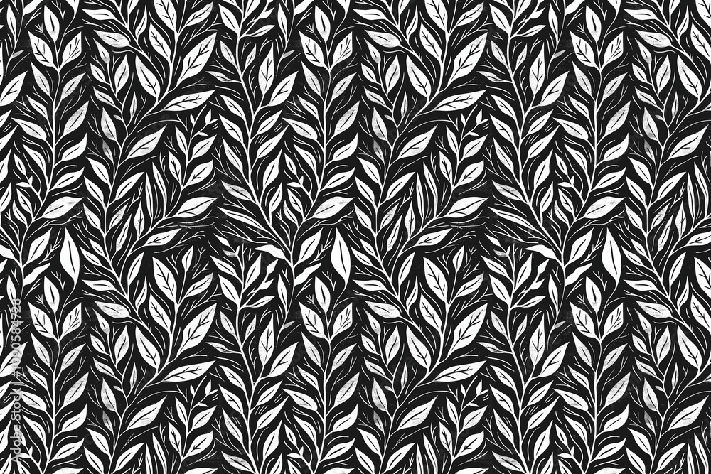 Poster toile pattern tapestry. linocut print. monochrome botanical pattern background. created with generat