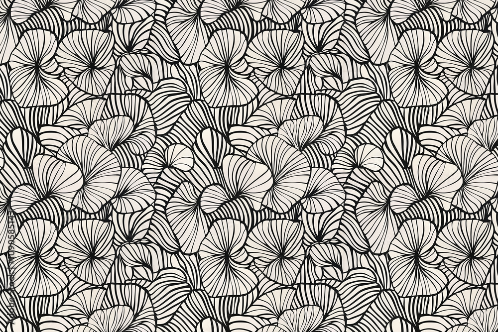 Poster toile pattern tapestry. linocut print. monochrome botanical pattern background. created with generat