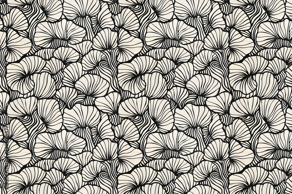 Poster toile pattern tapestry. linocut print. monochrome botanical pattern background. created with generat