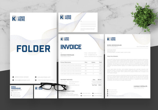 Blue And White Stationery Set