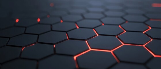 Fototapeta premium A close up of a black and red hexagonal pattern