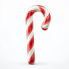 Obraz premium Classic red and white candy cane, Bright red and white striped candy cane with a glossy finish, symbolizing traditional Christmas treats and festive celebrations.