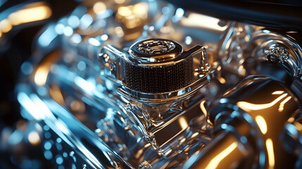 Fototapeta premium High-performance engine components automotive workshop product showcase industrial setting close-up view technology and innovation