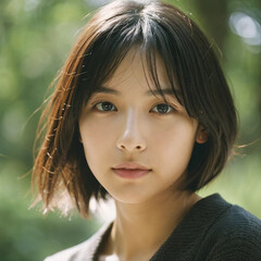 Fototapeta premium 顔 女性 日本人 さわやか 美しい