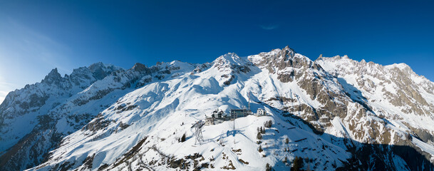 view of the mont blanc massif from punta helbronner, aosta valley, italy
