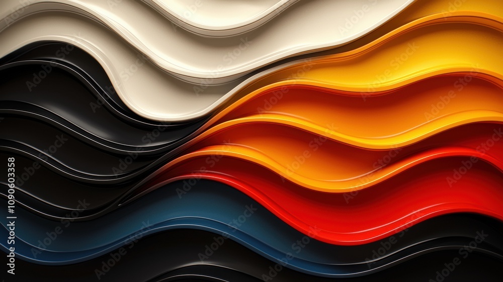 Wall mural dynamic geometric wave patterns abstract art high fidelity bold colors modern design visual impact