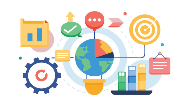 global business strategy concept, colorful flat design clip art preview