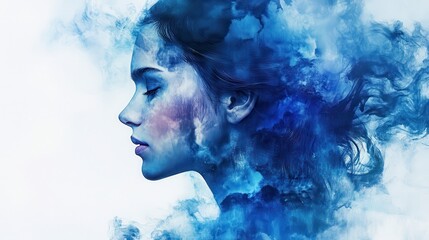 Fototapeta premium a blue illustration of a woman