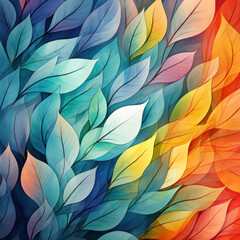 Fototapeta premium an abstract composition of many multi-colored leaves that smoothly flow into each other. 