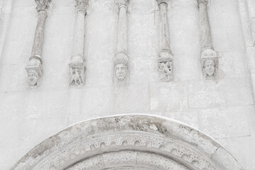 White stone carving of Church of the Intercession on the Nerl in Bogolyubovo Vladimir region....