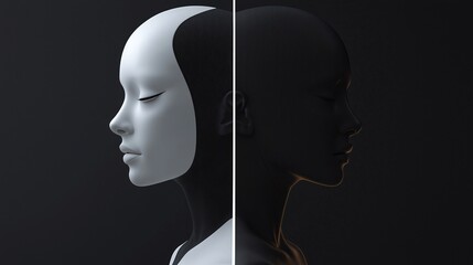 mannequin design contrasting art and symmetry for a unique visual aesthetic.






