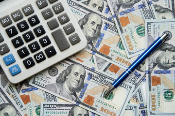 Fototapeta premium US dollar 100 bill. Finance and Trade representative dollar paper money.