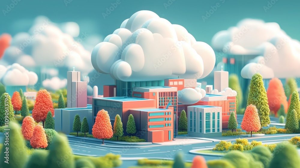 Poster implementing high-tech network infrastructure with cloud computing solutions for enhanced digital tr