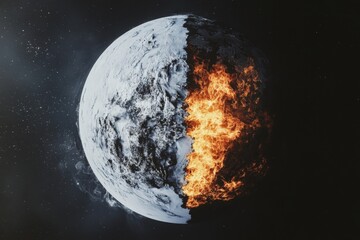 Naklejka premium earth cover by snow and fire