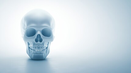Obraz premium Skull on white, minimalist art exploring symbolism and contrast of life death
