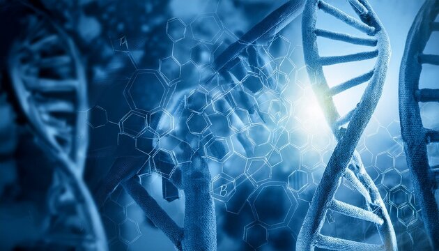 Glass DNA strand on scientific background. ai generated - Powered by Adobe