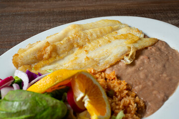 A view of a grilled fish filet entree.