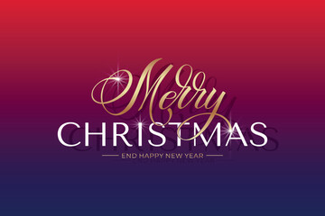 Merry Christmas and Happy New Year hand lettering calligraphy. Vector holiday illustration element. Typographic element for congratulations.