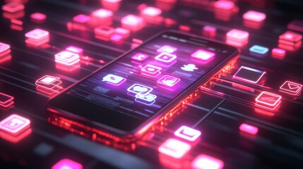 Fototapeta premium Vibrant Smartphone Social Media Communication Illustration