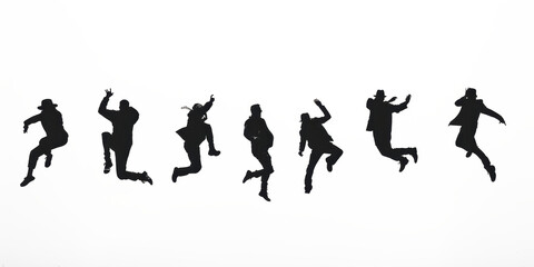 Silhouettes of People Jumping: Dynamic Movement and Action