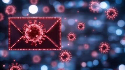 Fototapeta premium Striking red and blue virus illustration on vibrant background for health science