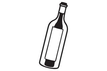 Vector Icon of Wine Bottle on White Background.