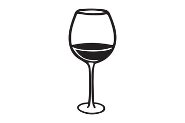 Wine Glass Icon with Wine - Vector Illustration on Light Brown Background.