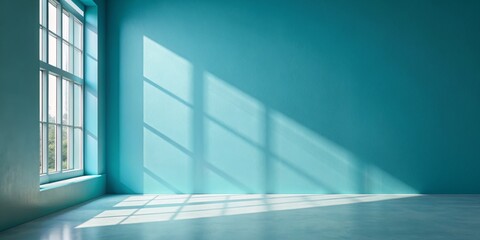 Obraz premium Minimalist Teal Room with Window Light, Interior Design, Room Decor , interior design, room decor