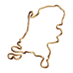 Fototapeta premium Netherlands Map border from rope, sturdy nautical concept element. transparent background