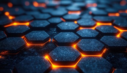 Obraz premium Abstract hexagonal pattern with glowing edges. Use this image for a futuristic or technological background.