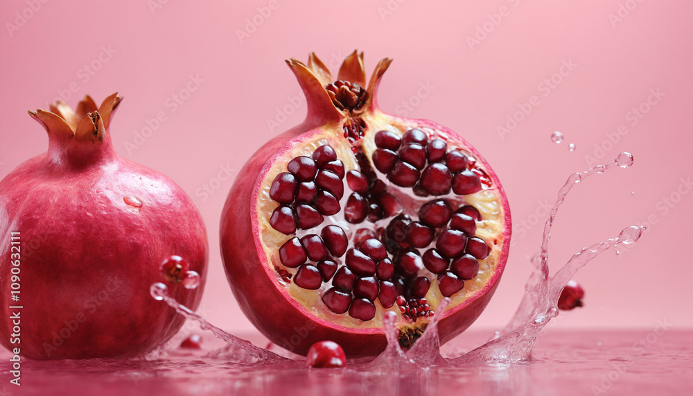 Wall mural pomegranate on a white background