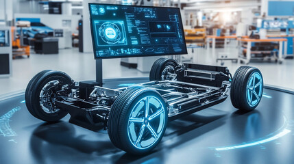 Futuristic Car Manufacturing with AI Powered Remote Control in Advanced Automotive Factory