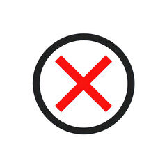 Obraz premium Minimalist Prohibited Cross Icon with Red and Black Geometric Design