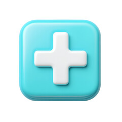 Obraz premium Stylized First Aid Cross Icon with Rounded Edges in Turquoise Blue and White Colors