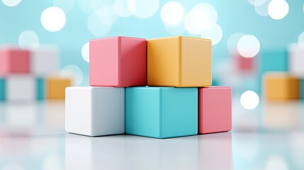 Obraz premium Colorful 3D Blocks on a Soft Background