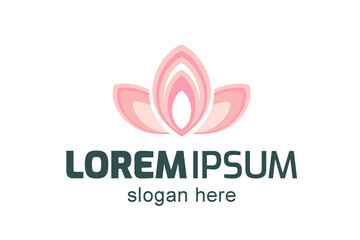 Lotus Flower Flat Vector Logo or icon Design