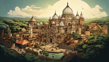 Naklejka premium medieval fantasy world city